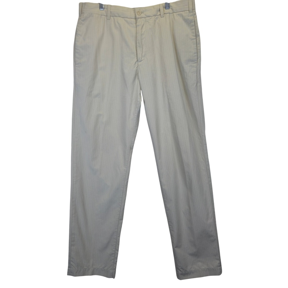 Banana Republic Mens Pin Stripe Flat Front‎ Chino Pants 36X34 Khaki Preppy